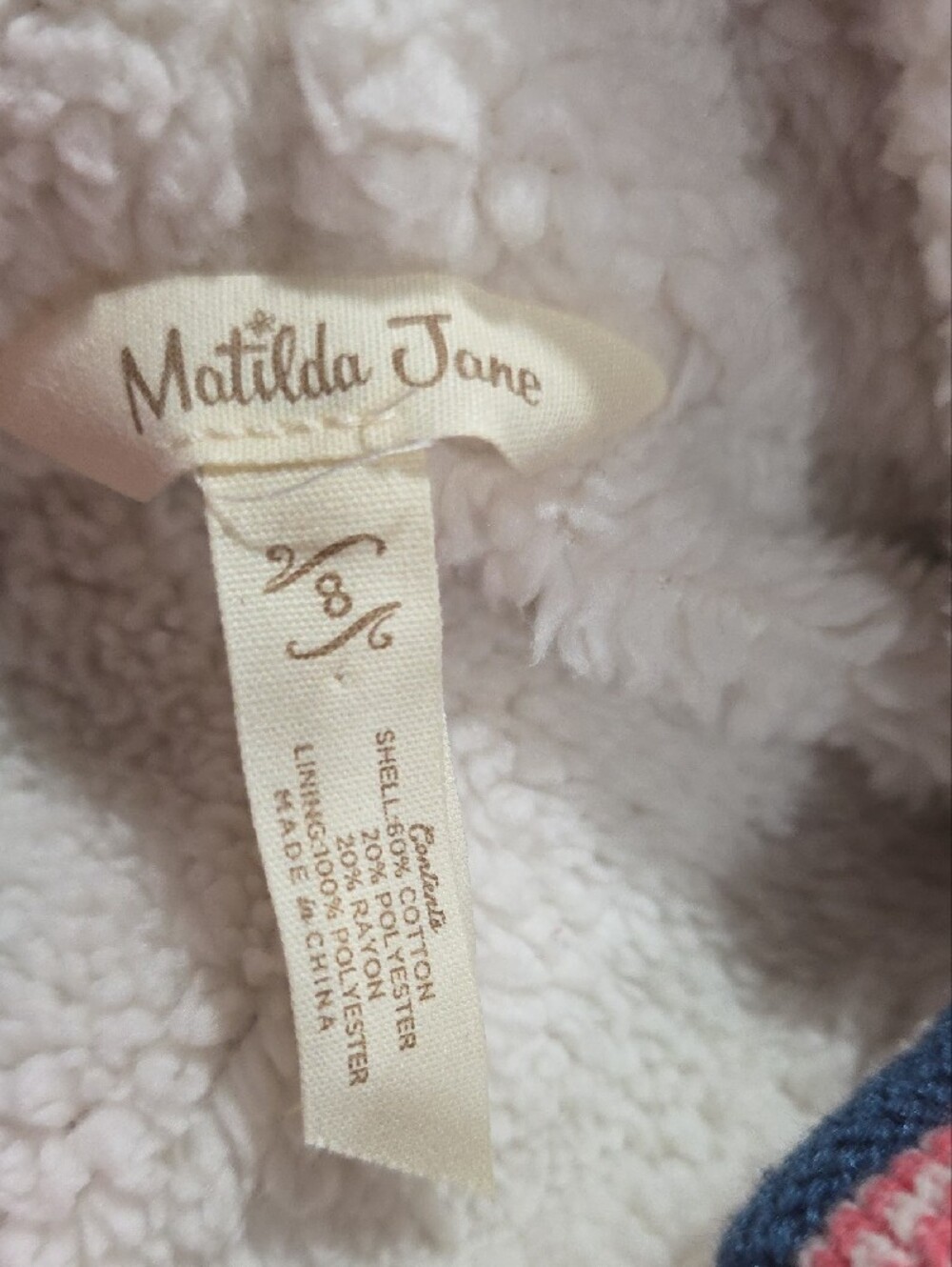 Matilda Jane Pink Hooded Toggle Knit Vest with Blue Trim Size 8 Girls - Picture 6 of 6